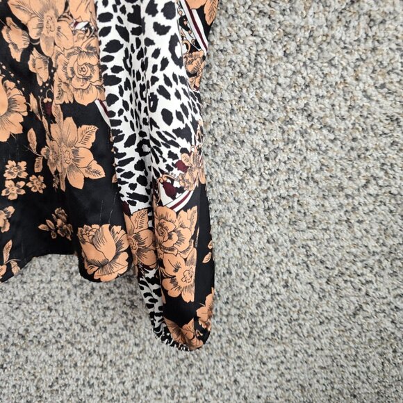 Guess Top Womens Small Black Floral Print Blouse Cold Shoulder Lace Trim Ladies‎ - Picture 2 of 8